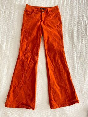 Orange Flare Jeans Low Rise Y2K Pants Size XS